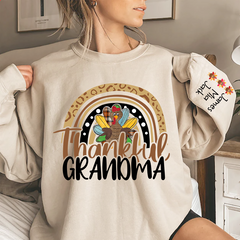 Lofaris Thankful Grandma Rainbow Turkey Custom Sweatshirt