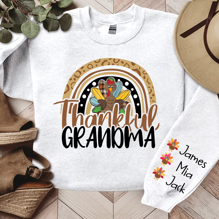 Lofaris Thankful Grandma Rainbow Turkey Custom Sweatshirt