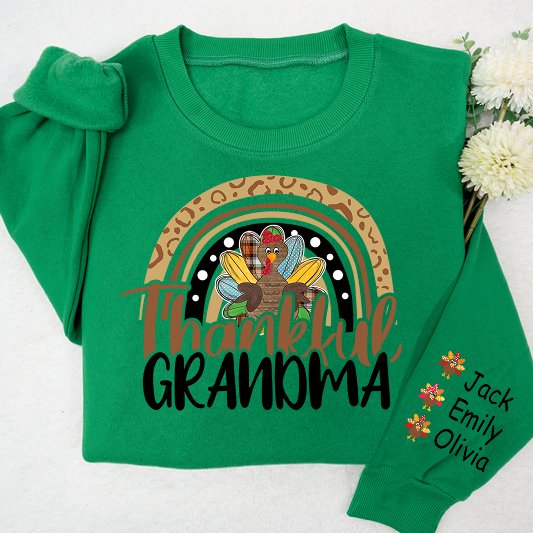 Lofaris Thankful Grandma Turkey And Grandkids Sweatshirt