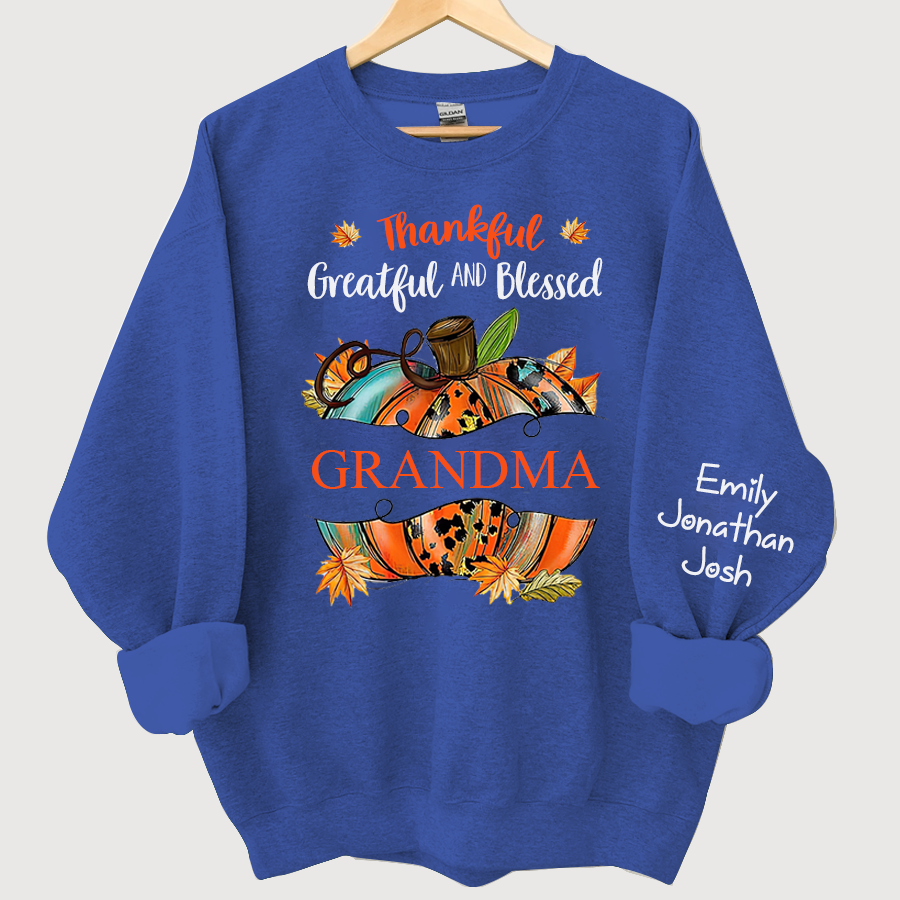Lofaris Thankful Grateful Blessed Pumpkin Custom Sweatshirt