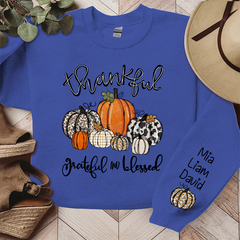 Lofaris Thankful Grateful Blessed Pumpkins Custom Sweatshirt