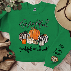 Lofaris Thankful Grateful Blessed Pumpkins Custom Sweatshirt