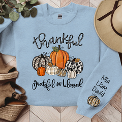 Lofaris Thankful Grateful Blessed Pumpkins Custom Sweatshirt