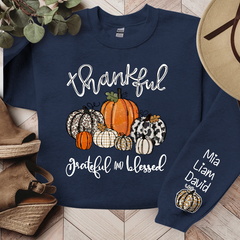 Lofaris Thankful Grateful Blessed Pumpkins Custom Sweatshirt