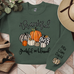 Lofaris Thankful Grateful Blessed Pumpkins Custom Sweatshirt