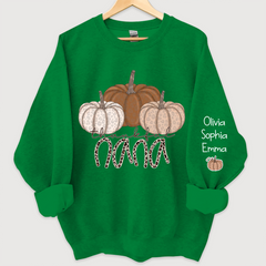 Lofaris Thankful Nana Pumpkin Leopard and Grandkids on sleeve Sweatshirt