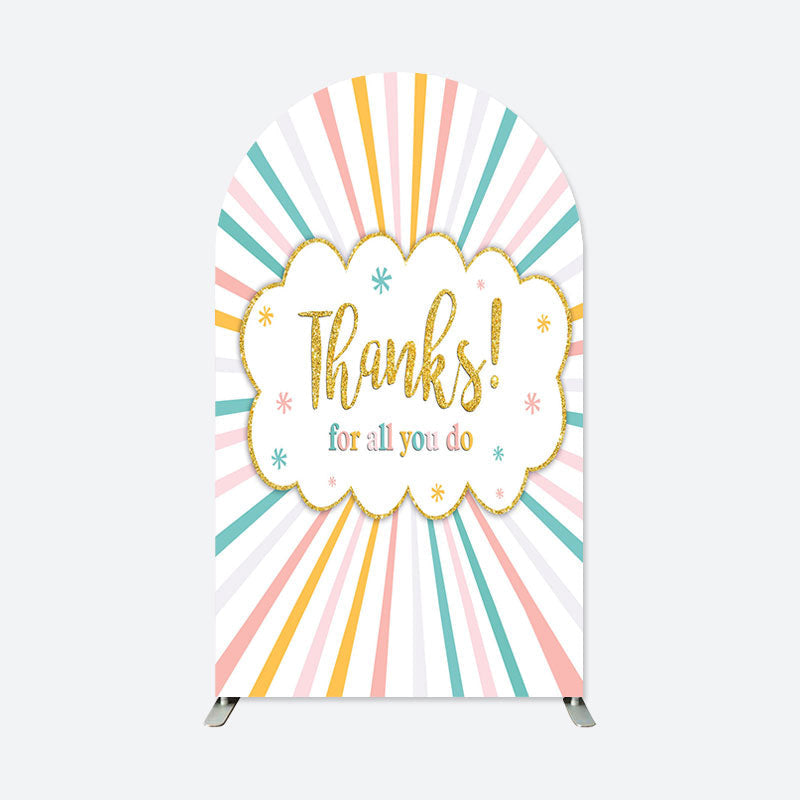 Lofaris Thanks You Colorful Stripes Apperciate Week Arch Backdrop