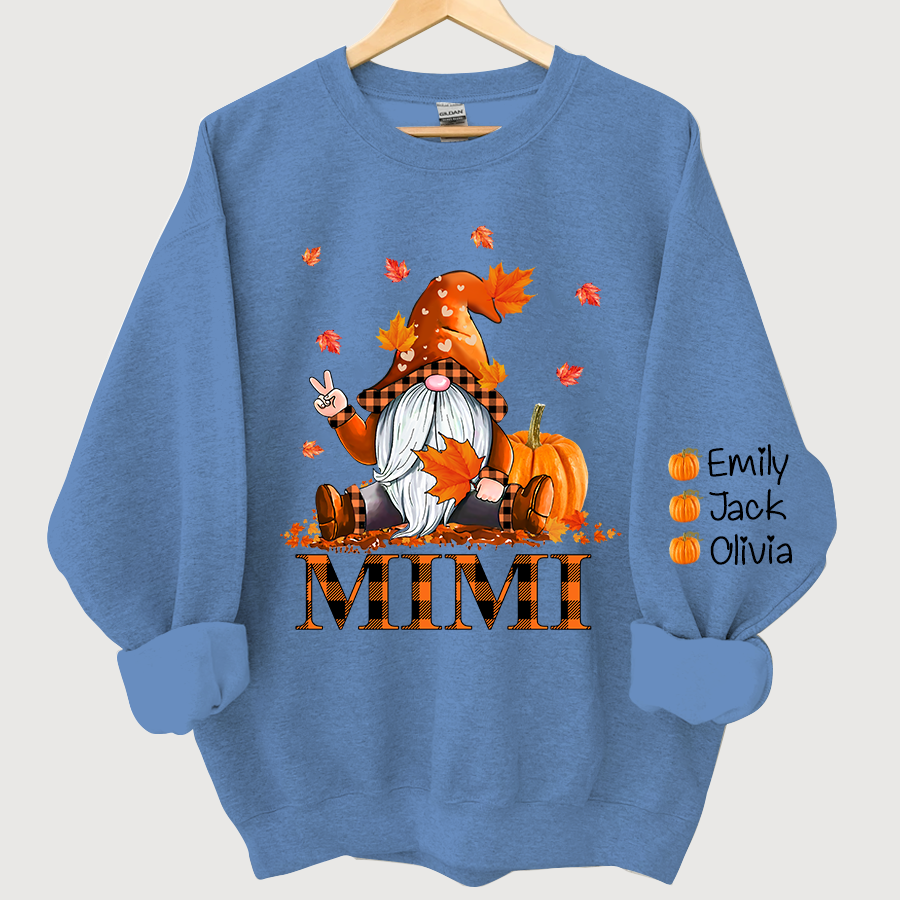 Lofaris Mimi Grandma Gnome Fall with Grandkids name Autumn Sweatshirt