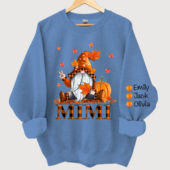 Lofaris Mimi Grandma Gnome Fall with Grandkids name Autumn Sweatshirt
