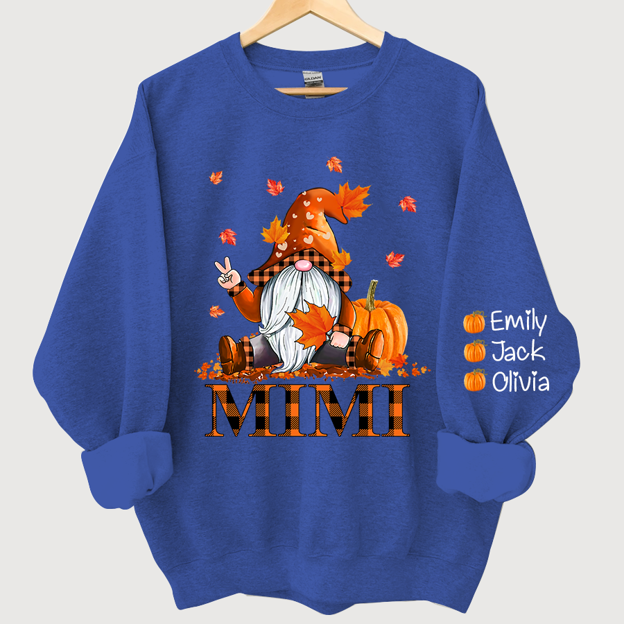 Lofaris Mimi Grandma Gnome Fall with Grandkids name Autumn Sweatshirt