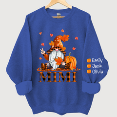 Lofaris Mimi Grandma Gnome Fall with Grandkids name Autumn Sweatshirt