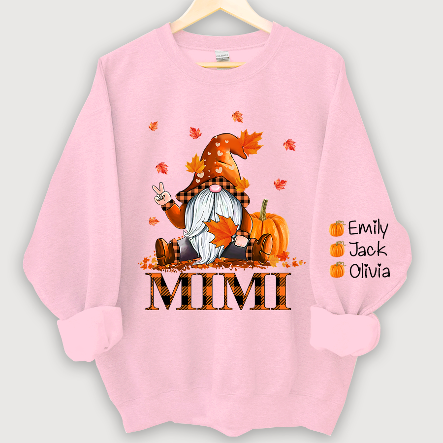 Lofaris Mimi Grandma Gnome Fall with Grandkids name Autumn Sweatshirt