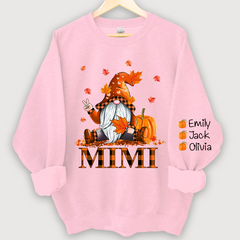 Lofaris Mimi Grandma Gnome Fall with Grandkids name Autumn Sweatshirt