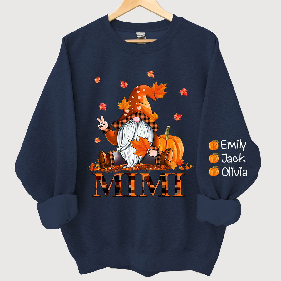 Lofaris Mimi Grandma Gnome Fall with Grandkids name Autumn Sweatshirt