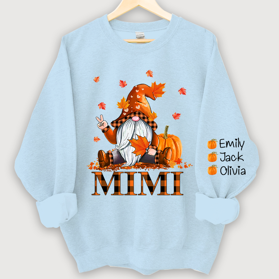 Lofaris Mimi Grandma Gnome Fall with Grandkids name Autumn Sweatshirt