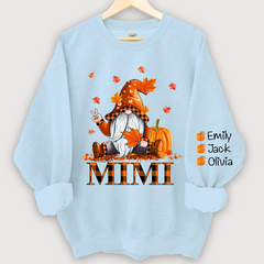 Lofaris Mimi Grandma Gnome Fall with Grandkids name Autumn Sweatshirt