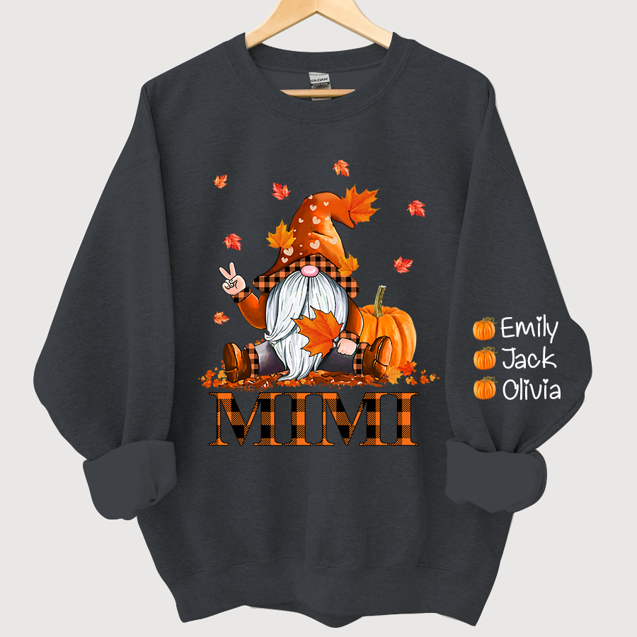 Lofaris Mimi Grandma Gnome Fall with Grandkids name Autumn Sweatshirt