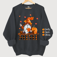 Lofaris Mimi Grandma Gnome Fall with Grandkids name Autumn Sweatshirt