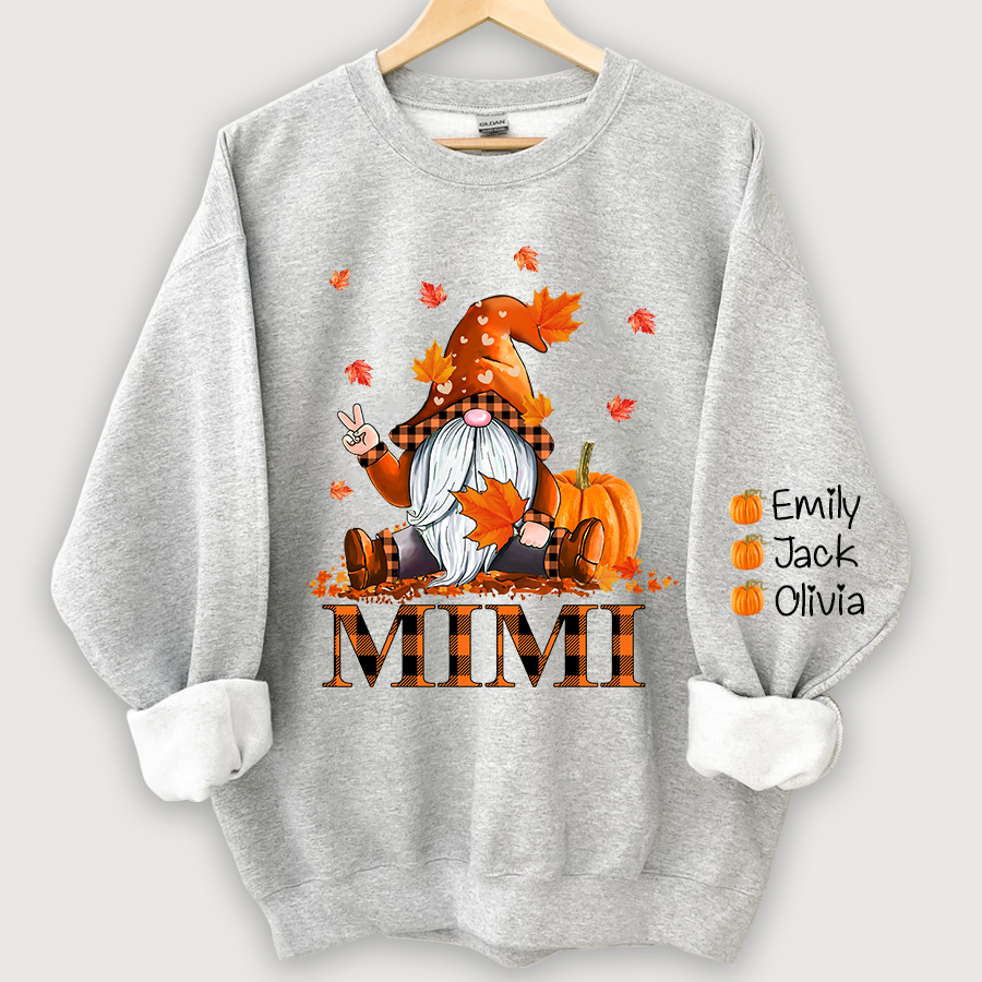 Lofaris Mimi Grandma Gnome Fall with Grandkids name Autumn Sweatshirt