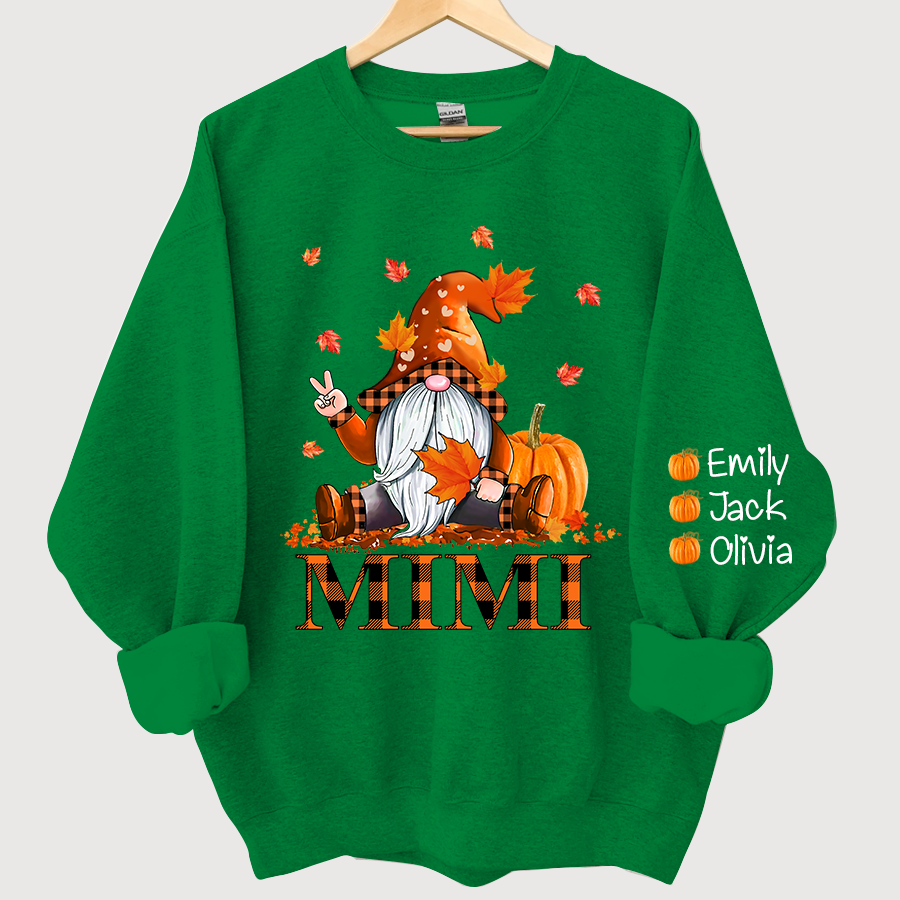 Lofaris Mimi Grandma Gnome Fall with Grandkids name Autumn Sweatshirt