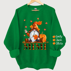 Lofaris Mimi Grandma Gnome Fall with Grandkids name Autumn Sweatshirt