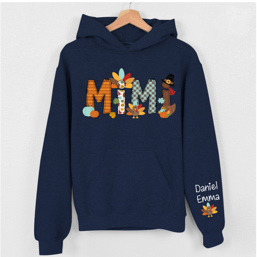 Lofaris Thanksgiving Mimi and Kids Custom Name Gift Hoodie