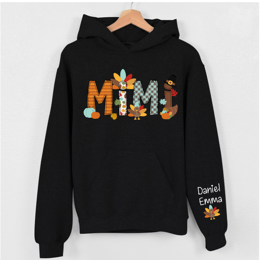 Lofaris Thanksgiving Mimi and Kids Custom Name Gift Hoodie