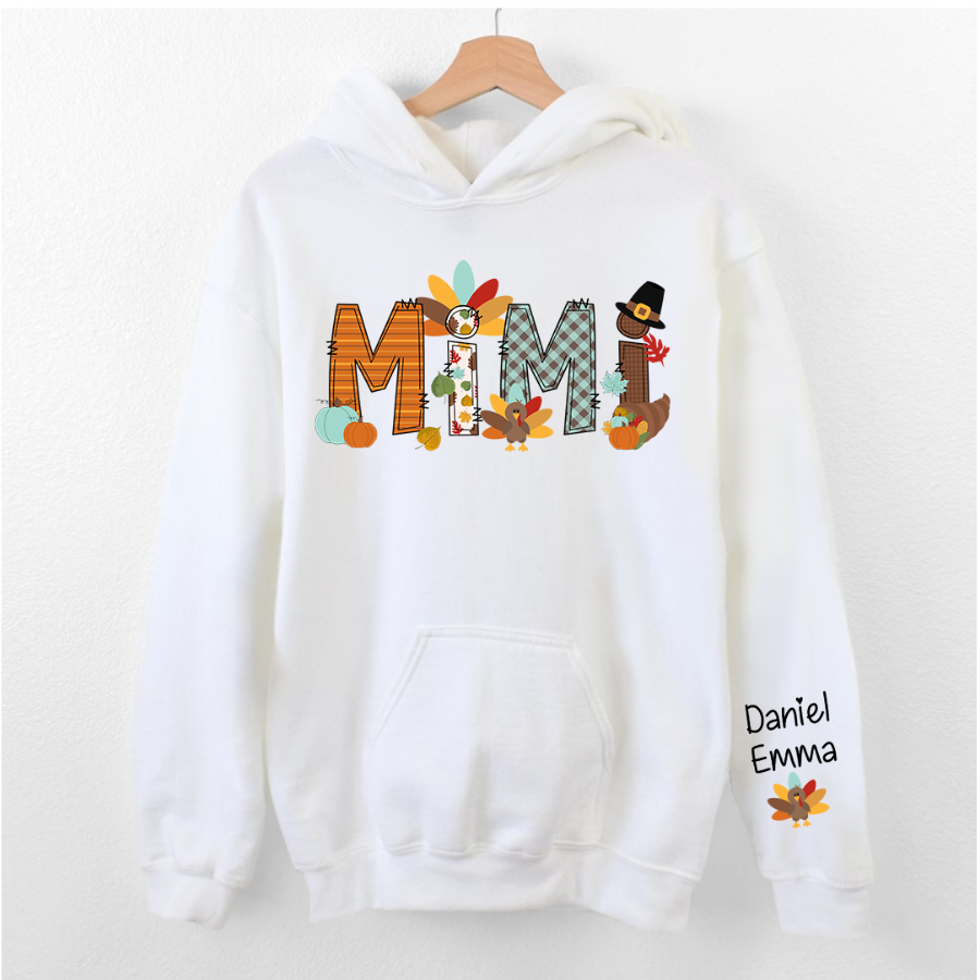 Lofaris Thanksgiving Mimi and Kids Custom Name Gift Hoodie