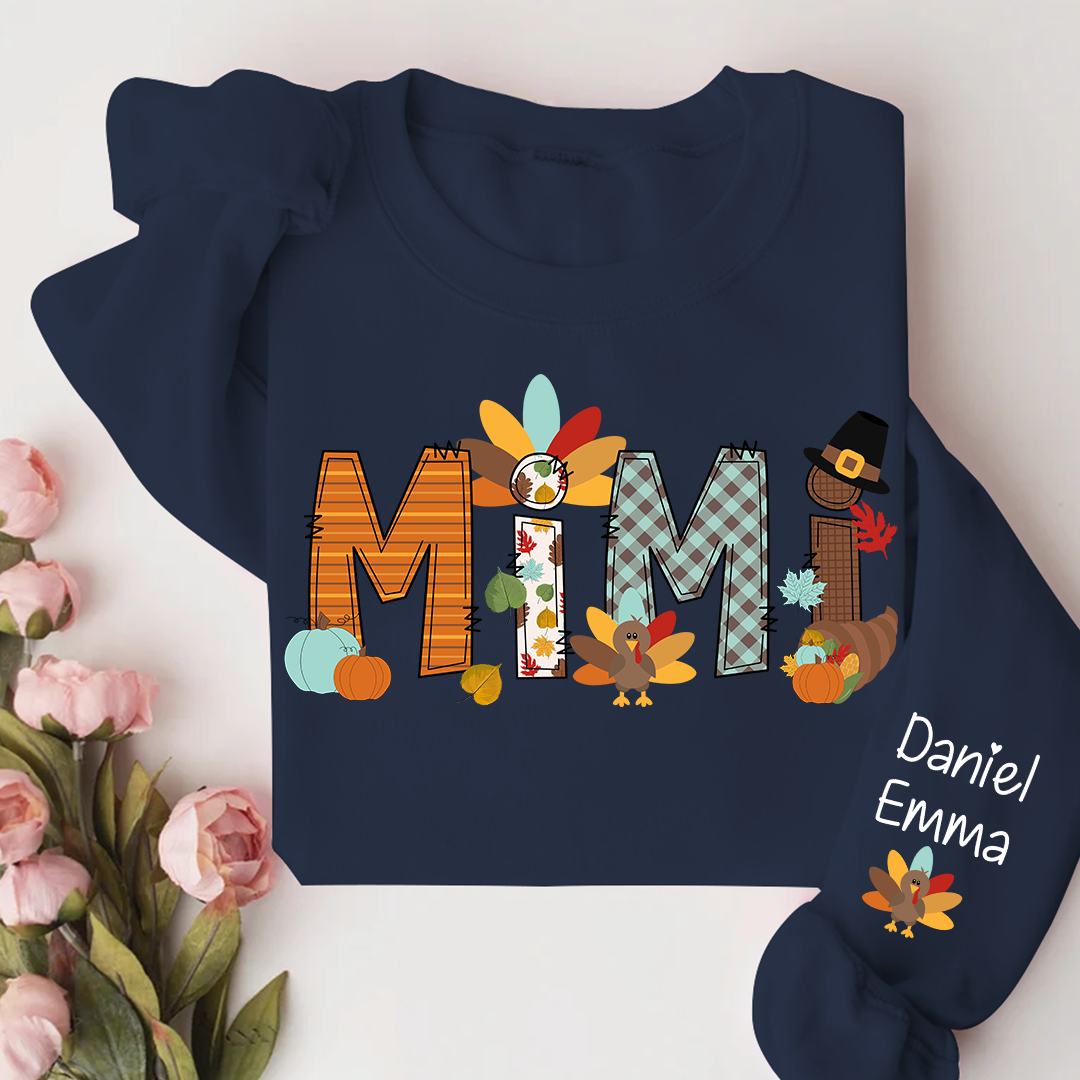 Lofaris Thanksgiving Mimi Kids Fall Custom Name Sweatshirt