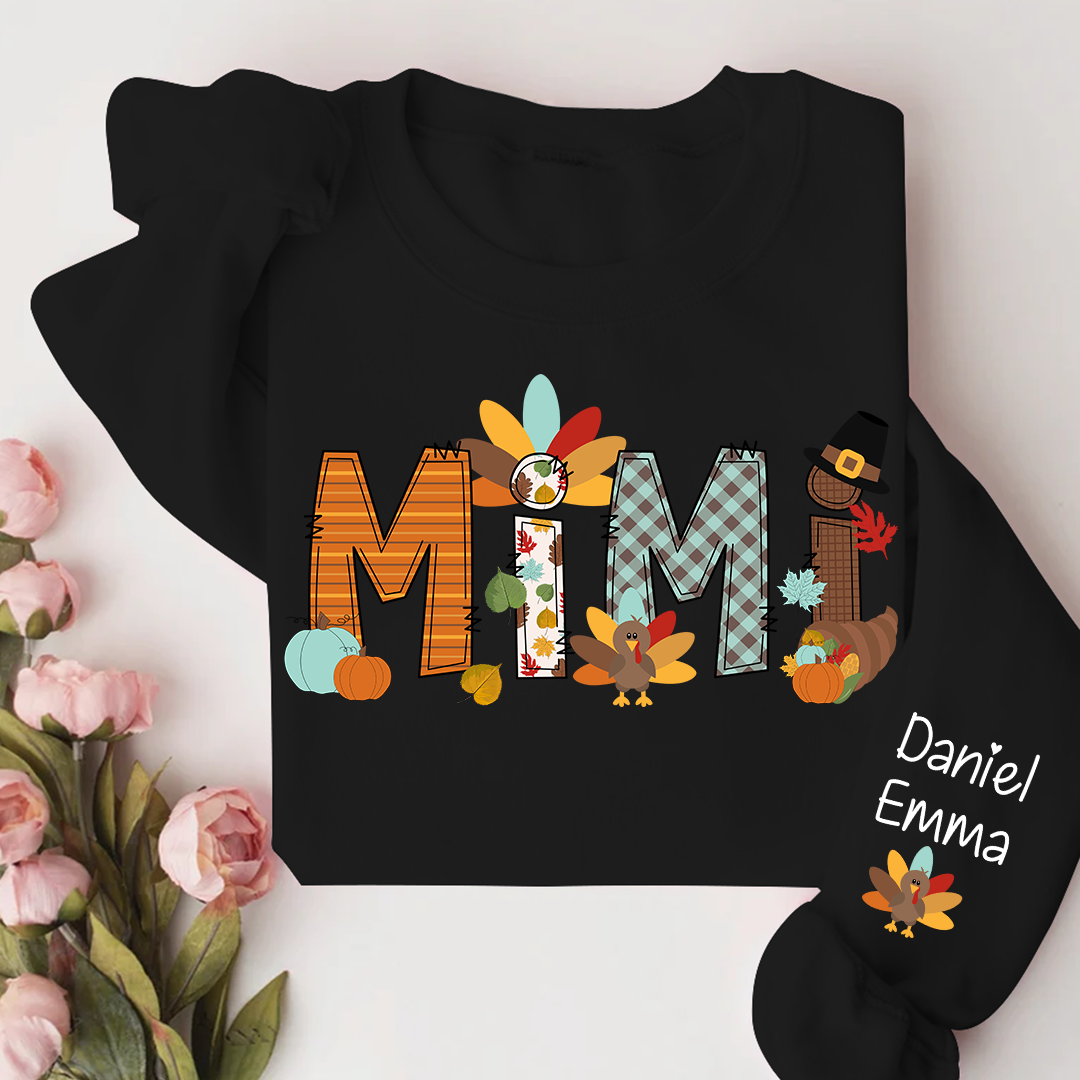 Lofaris Thanksgiving Mimi Kids Fall Custom Name Sweatshirt