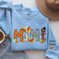 Lofaris Thanksgiving Mimi Kids Fall Custom Name Sweatshirt