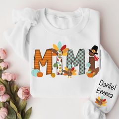 Lofaris Thanksgiving Mimi Kids Fall Custom Name Sweatshirt