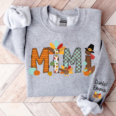 Lofaris Thanksgiving Mimi Kids Fall Custom Name Sweatshirt