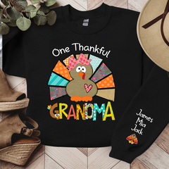 Lofaris Thanksgiving One Thankful Grandma Custom Sweatshirt