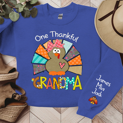Lofaris Thanksgiving One Thankful Grandma Custom Sweatshirt