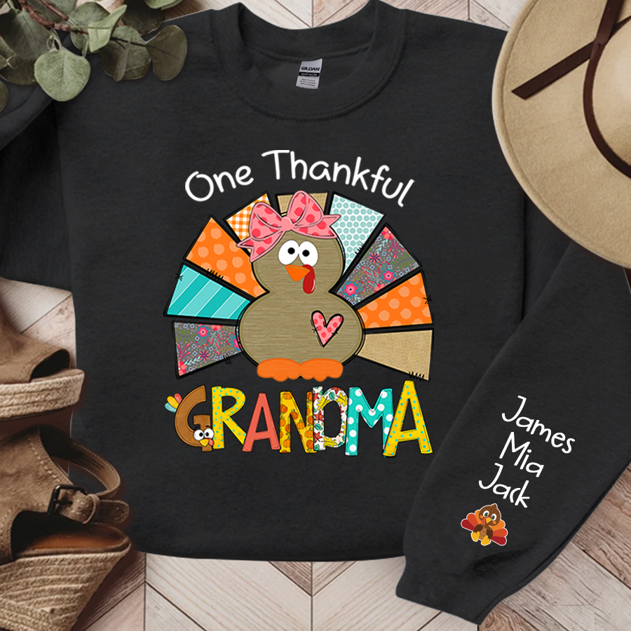 Lofaris Thanksgiving One Thankful Grandma Custom Sweatshirt