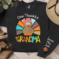 Lofaris Thanksgiving One Thankful Grandma Custom Sweatshirt