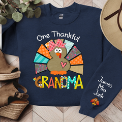 Lofaris Thanksgiving One Thankful Grandma Custom Sweatshirt