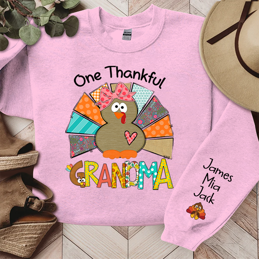 Lofaris Thanksgiving One Thankful Grandma Custom Sweatshirt