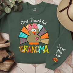Lofaris Thanksgiving One Thankful Grandma Custom Sweatshirt