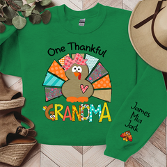 Lofaris Thanksgiving One Thankful Grandma Custom Sweatshirt