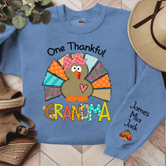 Lofaris Thanksgiving One Thankful Grandma Custom Sweatshirt