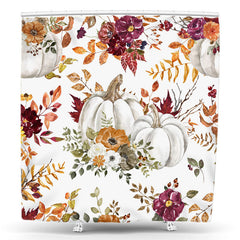 Lofaris Thanksgiving Pumpkin Maple Leaves Shower Curtain