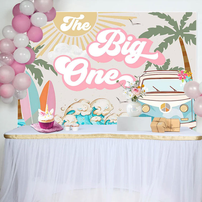 Lofaris The Big One Groovy Surf Summer 1st Birthday Backdrop