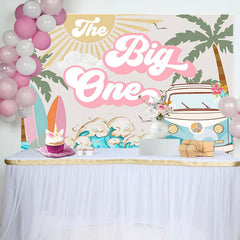 Lofaris The Big One Groovy Surf Summer 1st Birthday Backdrop