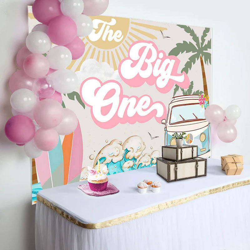 Lofaris The Big One Groovy Surf Summer 1st Birthday Backdrop
