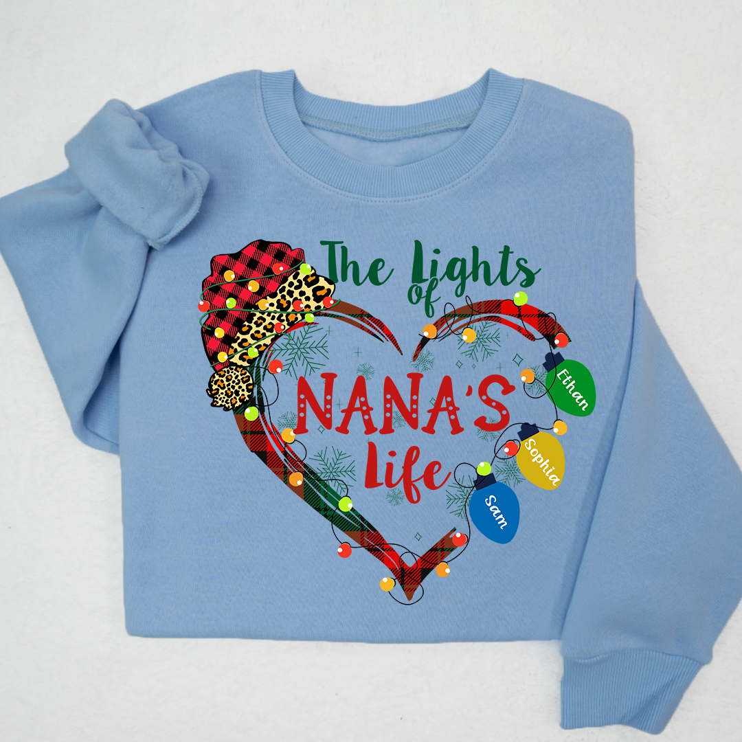 Lofaris The Lights Of Nana¡¯s Life Grandkids Heart Christmas Sweatshirt