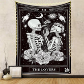 Lofaris The Lovers Skeleton Galaxy Black And White Tapestry