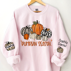 Lofaris Pumpkin Season Nana and Kids Custom Name CTH01 Sweatshirt