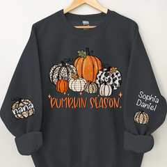 Lofaris Pumpkin Season Nana and Kids Custom Name CTH01 Sweatshirt